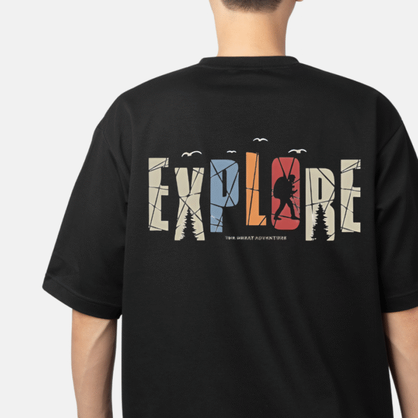 EXPLORE Black Oversized T-Shirt - Image 3