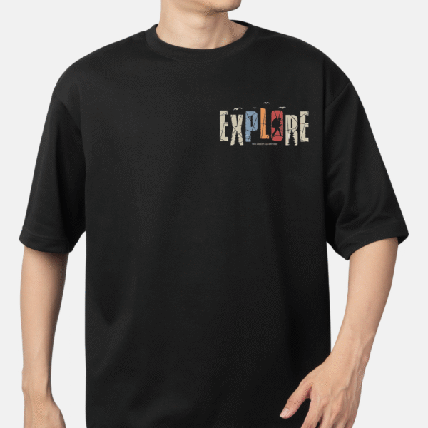EXPLORE Black Oversized T-Shirt - Image 2