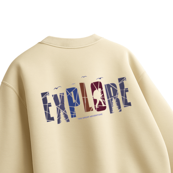 EXPLORE Cream Oversized T-Shirt - Image 4